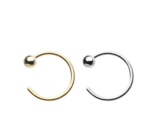 14K Solid Gold Nose Hoop Ring 20G 5/16" 8MM - Sold individually